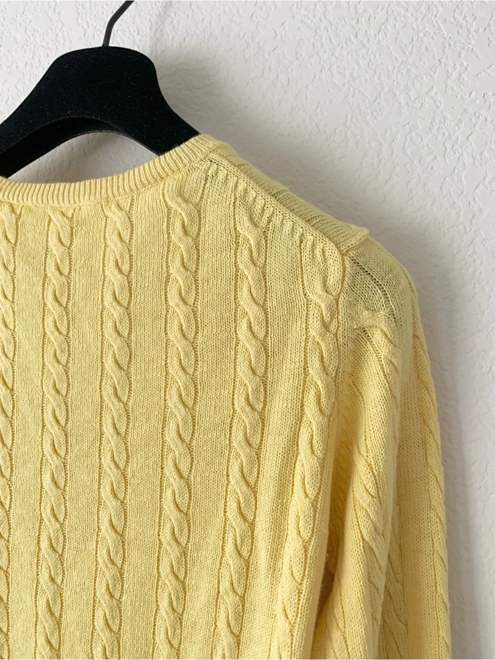 Linen Yellow Cable V-Neck Sweater